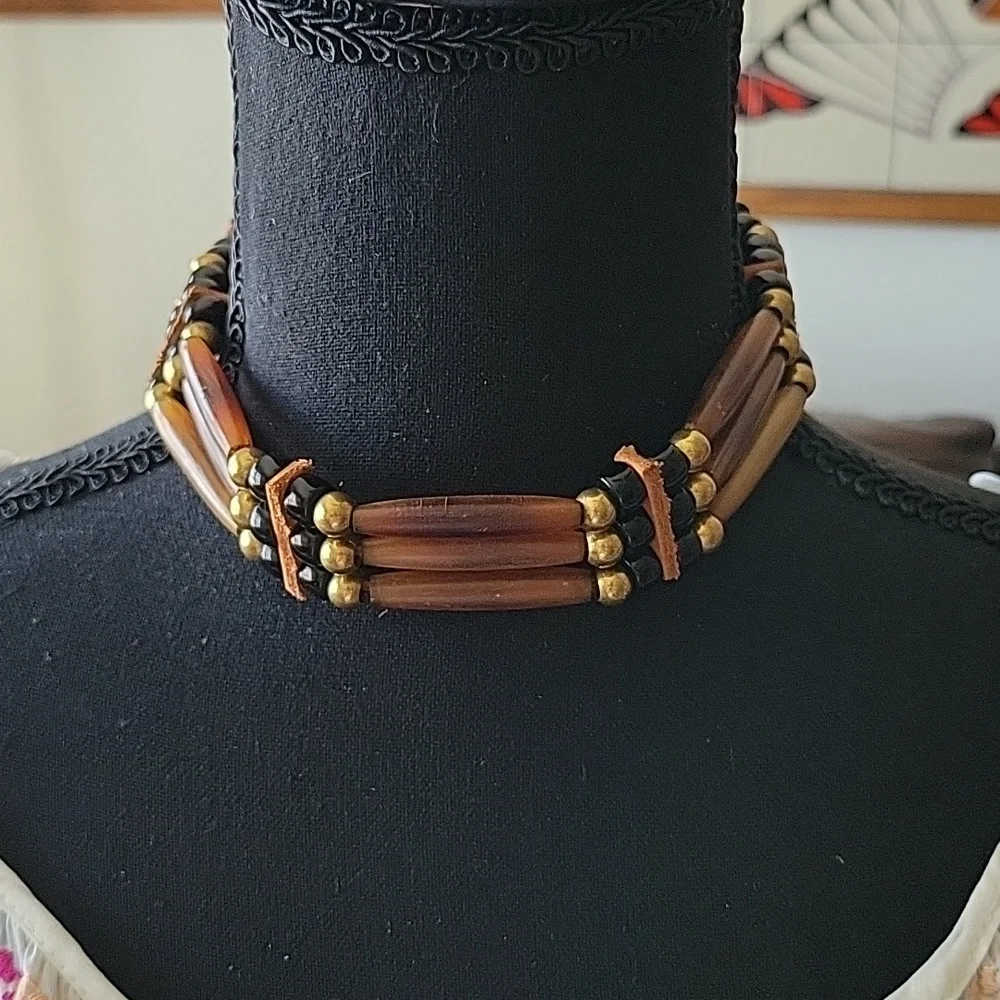 Hand Crafted 3 Stack Beaded Choker Necklace - Picture 7 of 9